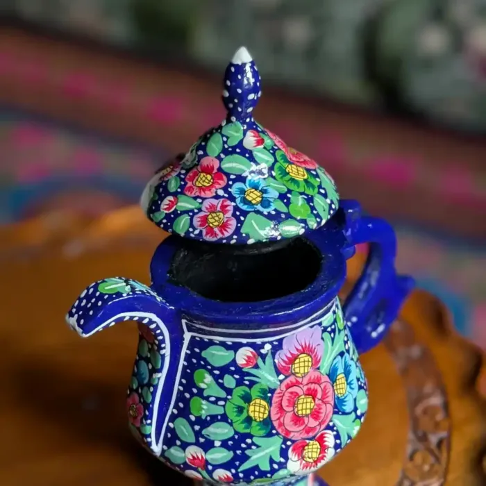 Decorative Samavar, Samovar in Paper Mache Blue Color| Kashmiri Souvenir - Image 3