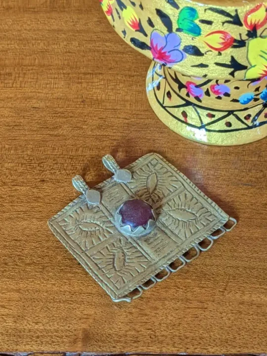 Handcrafted Pendant with Stone Inlays | Classic Ornament