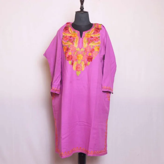 Classic Purple Kashmiri Aari Embroidered Pheran | Feran - Gupkari Collection - Image 2