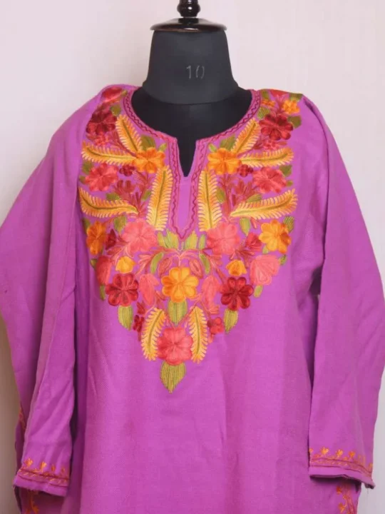 Classic Purple Kashmiri Aari Embroidered Pheran | Feran - Gupkari Collection