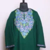 dark Green Cashmilon Pheran with Aari Embroidery - Dal Lake Collection