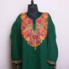 Elegant Dark Green Cashmilon Pheran with Aari Work | Chashma-Shahi