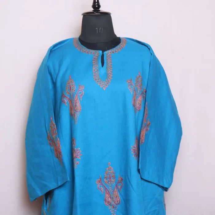 Women’s Blue Needlework Pheran in Luxurious Cashmilon - Saidakadal Collection [51, 44] - Image 2