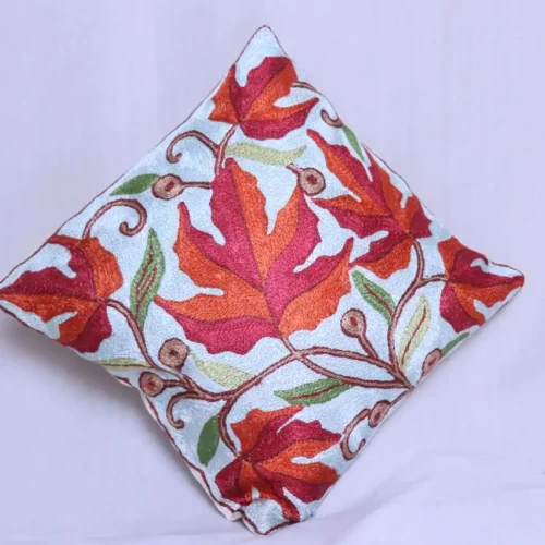 Red Chinari Chain Stitch Cushion Cover 12*12 | Barzul Collection