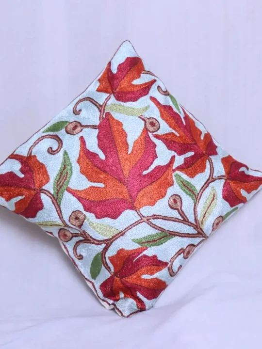 Red Chinari Chain Stitch Cushion Cover 12*12 | Barzul Collection