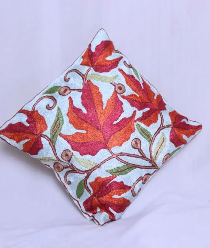 Red Chinari Chain Stitch Cushion Cover 12*12 | Barzul Collection
