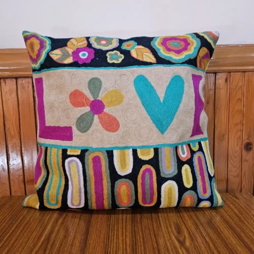 LOVE-ly Chain Stitch Cushion Cover 18*18 | Set of 2 | Barzul Collection