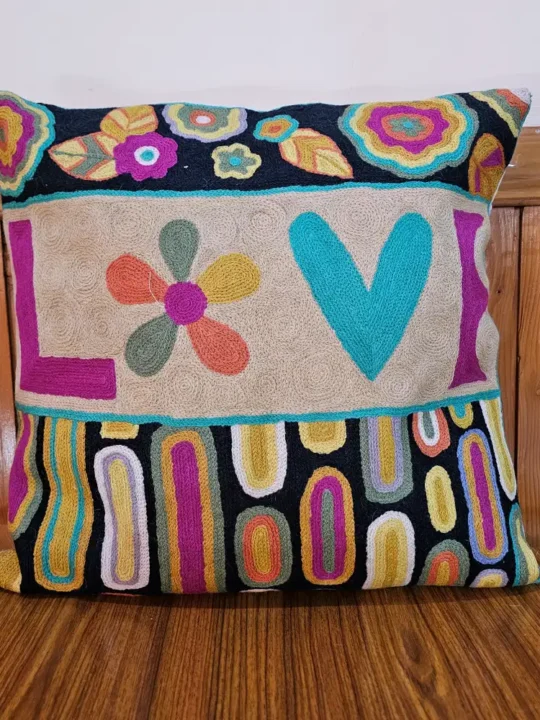 LOVE-ly Chain Stitch Cushion Cover 18*18 | Set of 2 | Barzul Collection