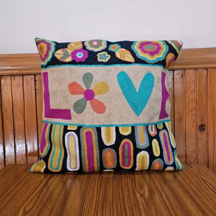 LOVE-ly Chain Stitch Cushion Cover 18*18 | Set of 2 | Barzul Collection - Image 3
