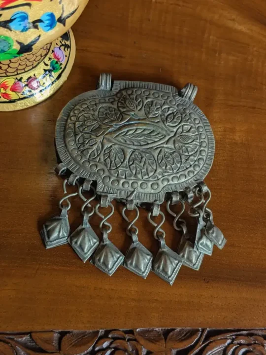 Vintage Kashmiri Pendant with Gemstone Accents | Timeless Ornament
