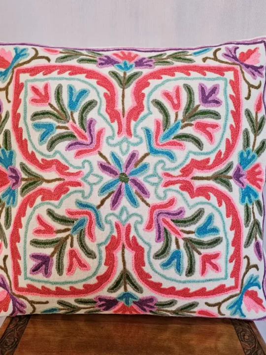 Red Mandala Hand Embroidered Cushion Cover 16*16 | Set of 2