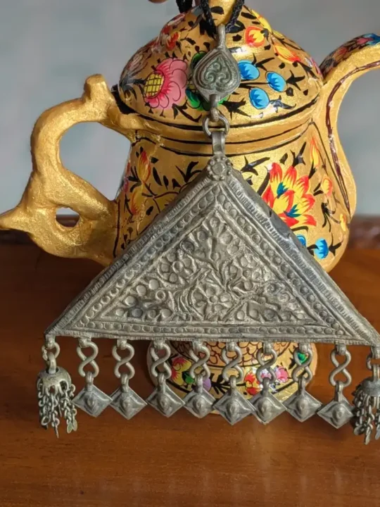 Vintage Kashmiri Triangle Pendant with Traditional Work | Sophisticated Jewelry