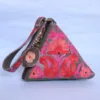 Stylish Grey Velvet Triangle Potli with Beautiful Aari Embroidery