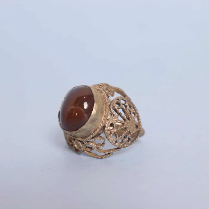 Vintage Kashmiri Natural Stone Ring with Delicate Antique Designing | Classic Style - Image 4