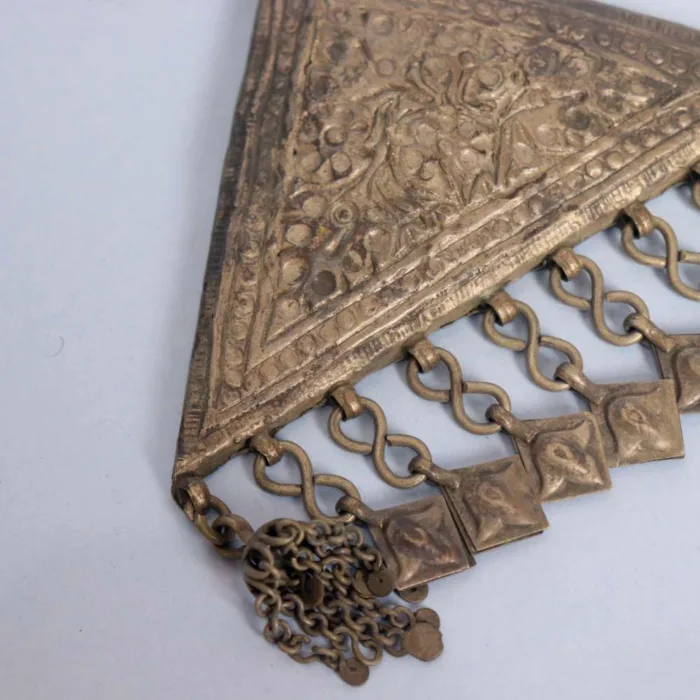 Vintage Kashmiri Triangle Pendant with Traditional Work | Sophisticated Jewelry - Image 2