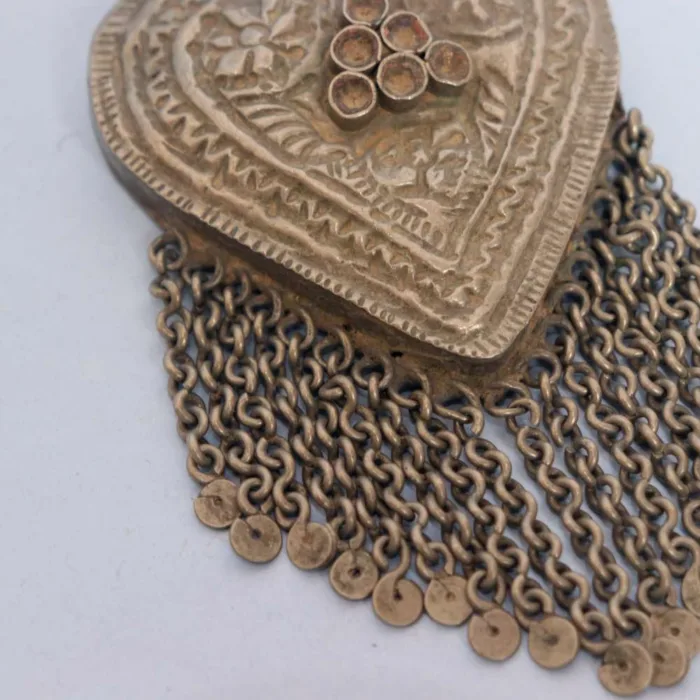 Traditional Kashmiri Heart Shaped Pendant with Ornamental Accents | Vintage Charm - Image 3