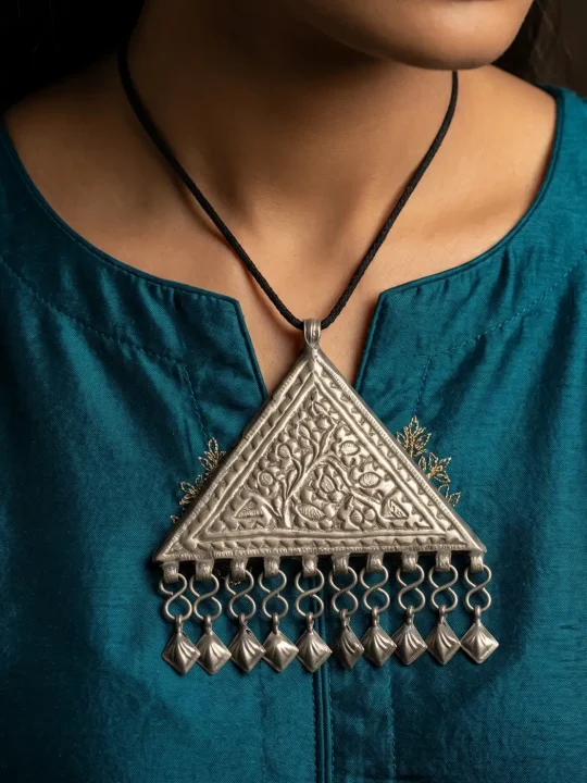 Antique Vintage Triangle Pendant with Elegant Tree Filigree Work | Traditional Jewelry