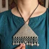 Vintage Kashmiri Triangle Pendant with Handcrafted Elegance | Antique Accessory
