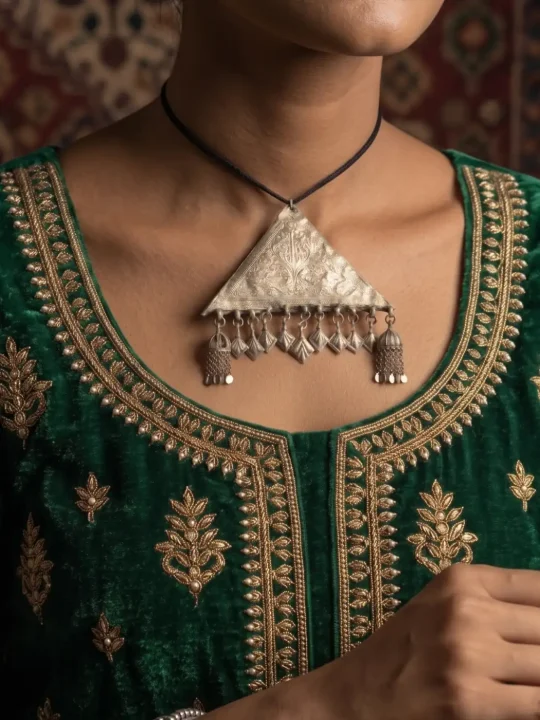 Antique Triangle Pendant with Intricate Engravings | Heritage Collection