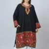 Stylish Black Raffal Loose Pheran | Feran with Beautiful Heavy Damaan Aari Work (57,42.5)- Rainawari Collection
