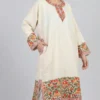 Cream Kashmiri Raffal Pheran Featuring Heavy Damaan Aari Work - Rainawari Collection