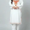 White Cashmilon Aari Embroidered Phiran - Chattabal Collection [52, 43]