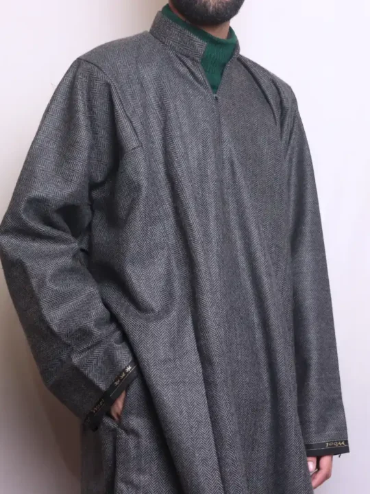 Dark grey Lakeer Tweed Men Pheran | Feran | Phiran - The Aqeel