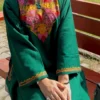 Stylish Jasmine Green Cashmilon Pheran with Artistic Aari Embroidery