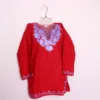 Graceful Cashmilon Baby Girls Red Woolen Pheran Kurta with Aari Detailing - Nowhatta Collection (3-4 years)