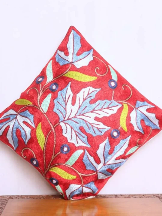 Red Chain Stitch Chinari Cushion Cover 12*12 | Barzul Collection