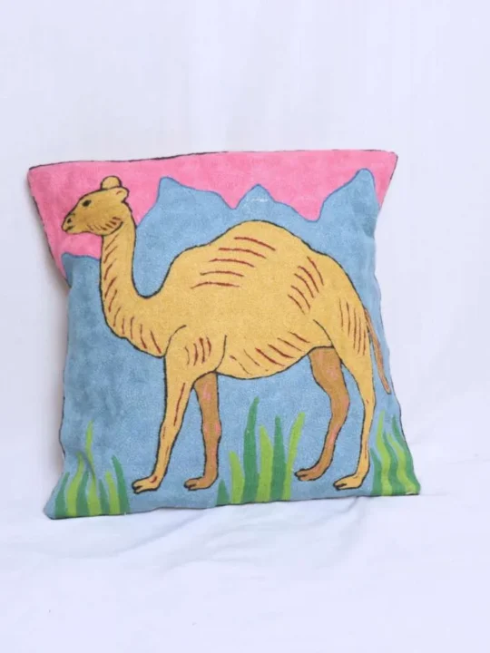 Camel in Desert Chain Stitch Cushion Cover 18*18 | Set of 2 | Barzul Collection