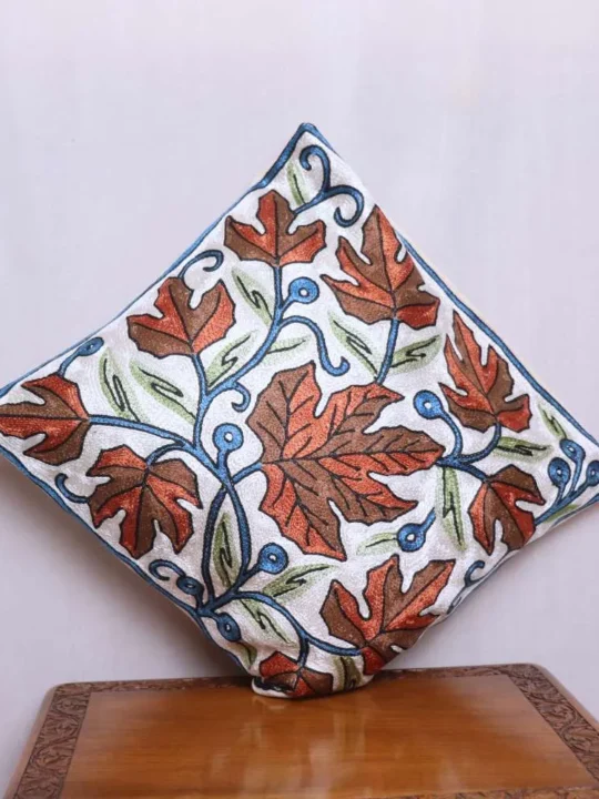 Brown Chinari Chain Stitch Cushion Cover 16*16 | Set of 2 | Barzul Collection