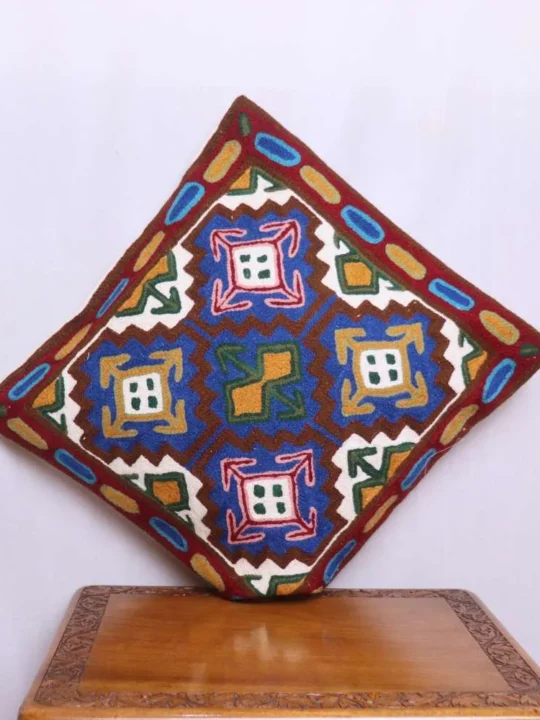 Multicolor Squared Chain Stitch Cushion Cover 16*16 | Set of 2 | Barzul Collection