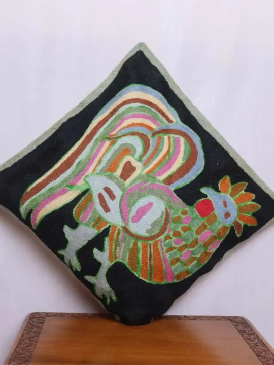Peacock Chain Stitch Cushion Cover 16*16 | Barzul Collection
