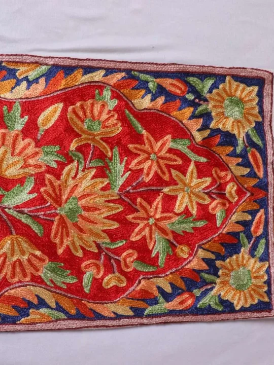 Silk Thread Embroidered Chain Stitch Runner on Dusoot Cotton (5x1ft)