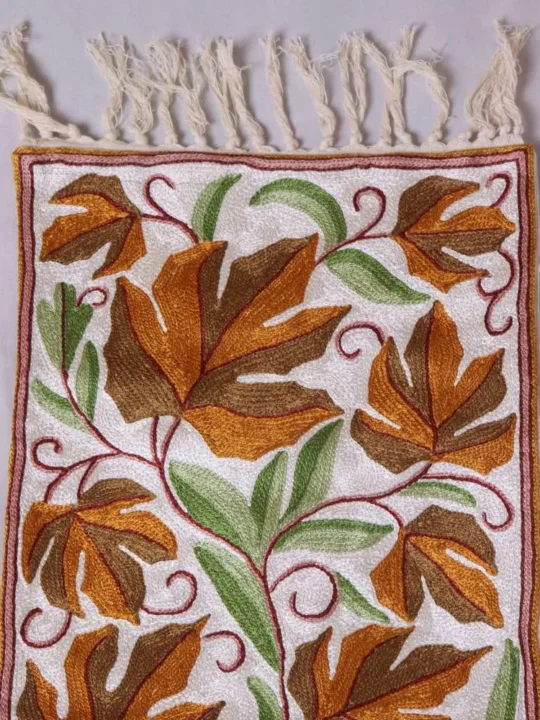 Artistic Dusoot Cotton Runner with Vibrant Silk Thread Embroidery (5x1 ft)
