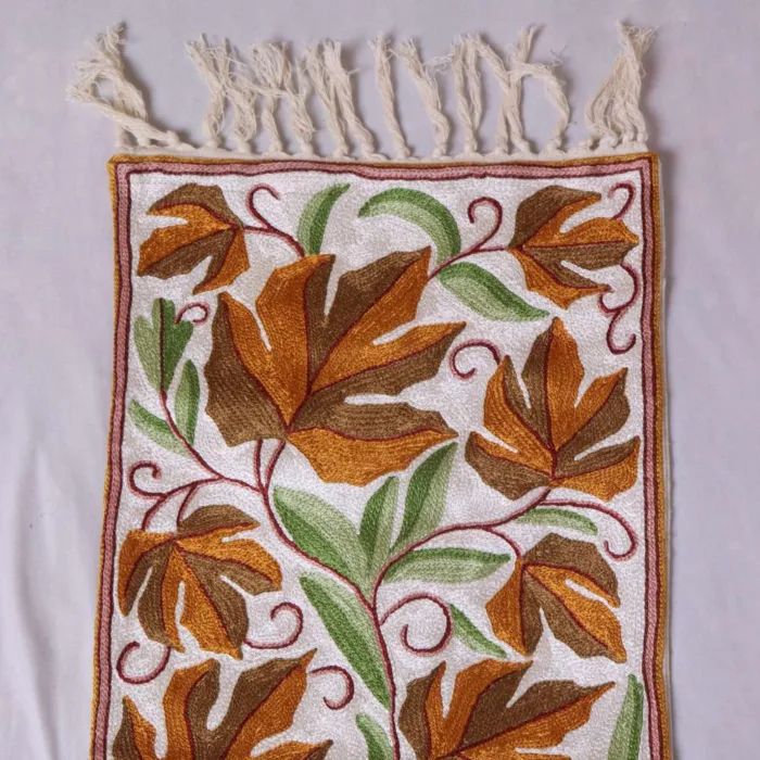 Artistic Dusoot Cotton Runner with Vibrant Silk Thread Embroidery (5x1 ft)