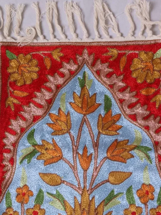 Dusoot Cotton Namda Style Runner | Handcrafted Chain Stitch Design (6x1 ft)