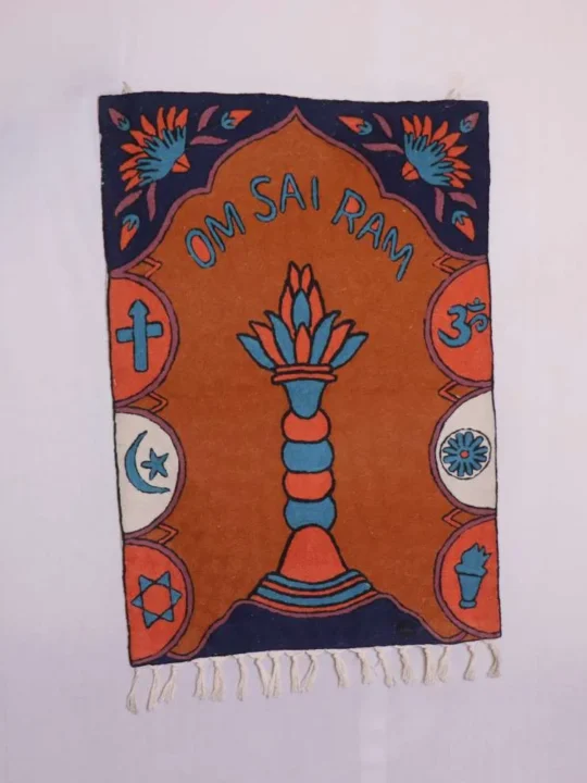 Traditional Dusoot Cotton Wall Hanging | Handmade Religous Woolen Chain Stitch Art (3x2 ft)