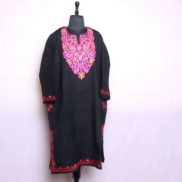 Elegant Black Cashmilon Loose Aari Pheran - Badamweer Collection - Image 2
