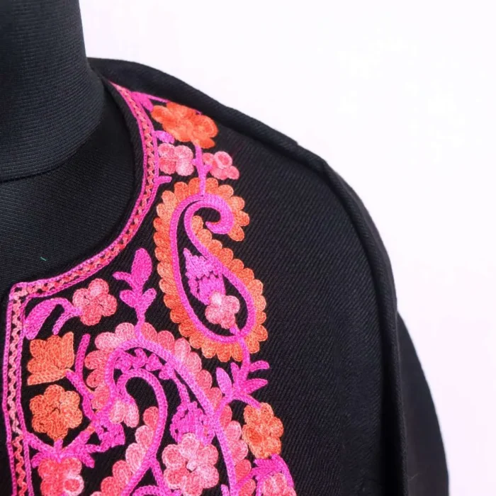 Elegant Black Cashmilon Loose Aari Pheran - Badamweer Collection - Image 3