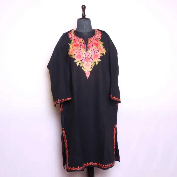Black Cashmilon Pheran with Elegant Aari Work | Baghi-Mehtab Collection - Image 2