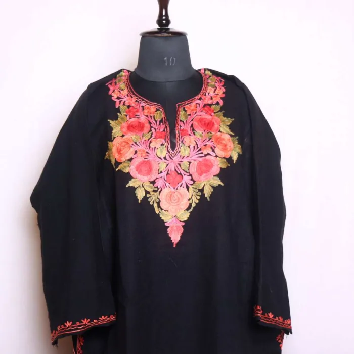 Black Cashmilon Pheran with Elegant Aari Work | Baghi-Mehtab Collection