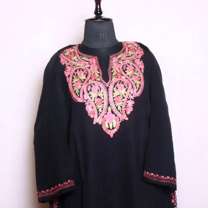 Stylish Black Aari Worked Cashmilon Pheran | Baghi-Mehtab Collection
