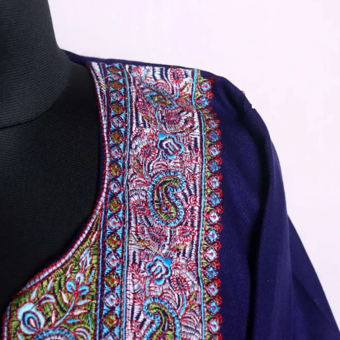 Elegant Blue Needlework Pheran | Phiran in Soft Cashmilon Fabric - Badamweer Collection - Image 3