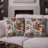 Brown Chinari Chain Stitch Cushion Cover 16*16 | Set of 2 | Barzul Collection