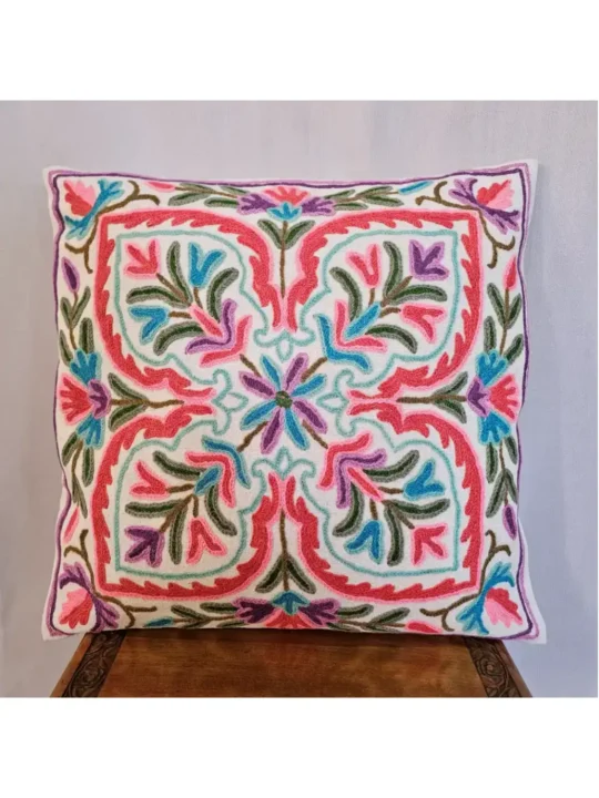 Red Mandala Hand Embroidered Cushion Cover 16*16 | Set of 2