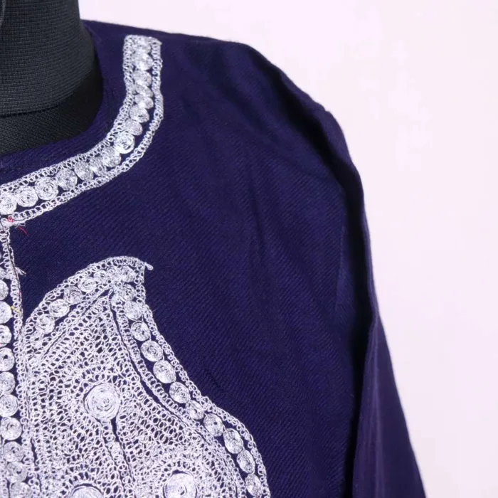 Navy Blue Cashmilon Tilla Embroidered Pheran | Feran | Phiran - Badamweer collection - Image 3