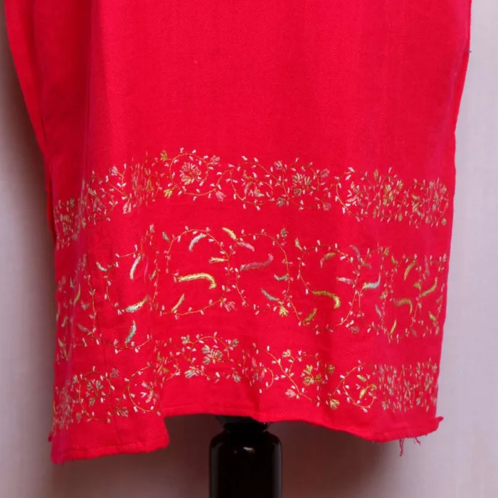 Hot Pink Kashmiri Needlework Pheran in Cashmilon - Saidakadal Collection - Image 3