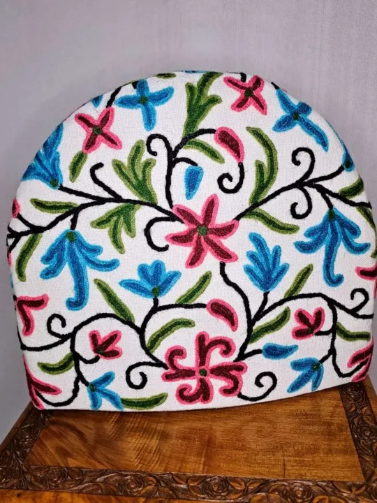 Kashmiri Tea Cozy With Hand Crewel Embroidery | Floral Baghat
